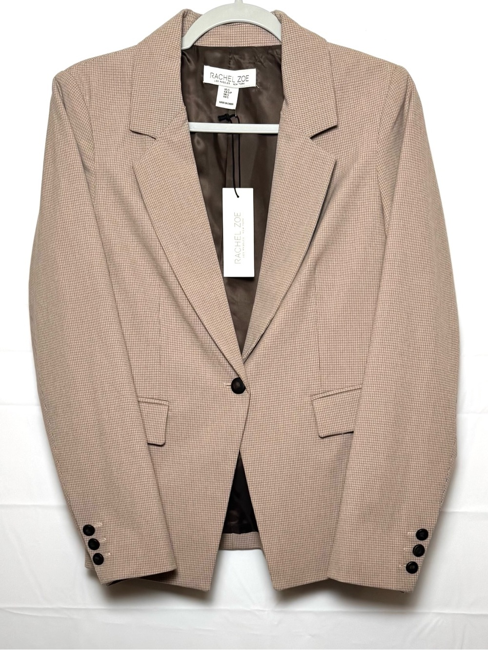 Rachel Zoe Tailored Single-Button Checkered Women’s Blazer in Brown, Small
NWT